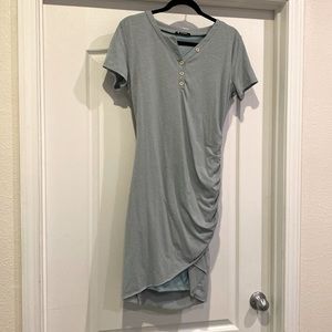 Dusty blue t-shirt dress.